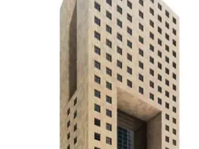 Concrete And Glass Skyscraper 3D model