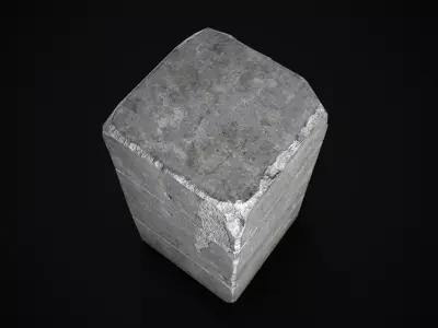 Old concrete block Low-poly 3D model