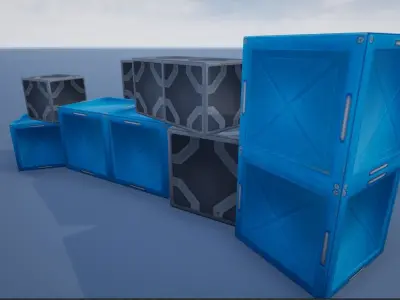 Lowpoly Sci-fi Crates And Containers 2 Low-poly 3D model