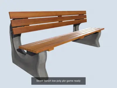 Street bench Pack 15 types pbr lowpoly gameready