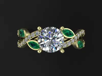 Edwardian style ring with round gem 8mm for CNC or  3D print model