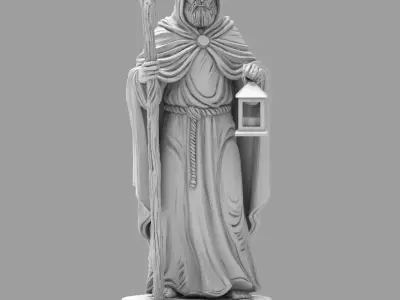 Saint Joseph Nativity Figure LED Ready Lantern  Staff  RPG  3D print model
