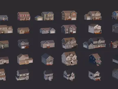 30 Low-Poly House Collection 3D Model Pack