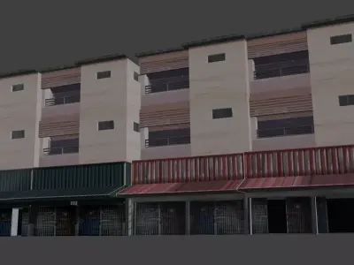 Stylized Low Poly Shophouse Low-poly 3D model