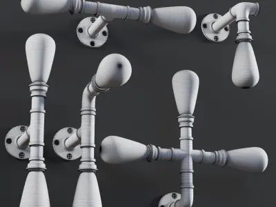 3dasset industrial pipe wall lights2 3D model