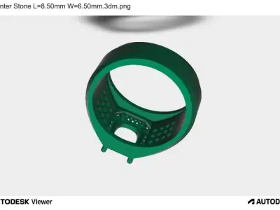 Men Ring 3D Oval Main Stone  3D print model