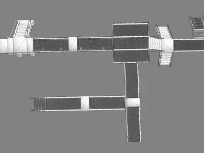 stairs building with Low-poly 3D model