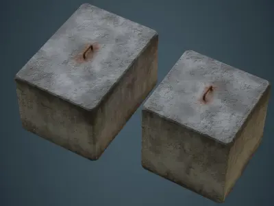 Concrete Barrier 4B Low-poly 3D model