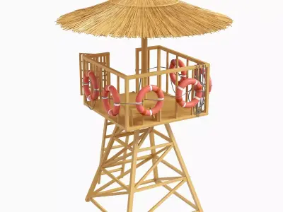 Beach Lifeguard-tower with lifeboy 3D model