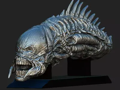 Aliens Raven head with base 3D model