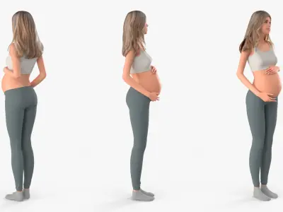  Young Pregnant Woman Rigged for Cinema 4D 