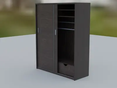 3d model of a sliding wardrobe made of ebony Low-poly 3D model