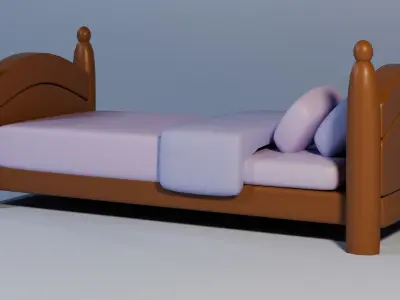 Low poly single bed Free low-poly 3D model