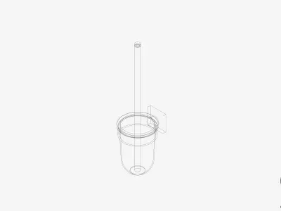 Toilet Brush Holder - Luxury - Round - With Brush - Square Plate Low-poly 3D model