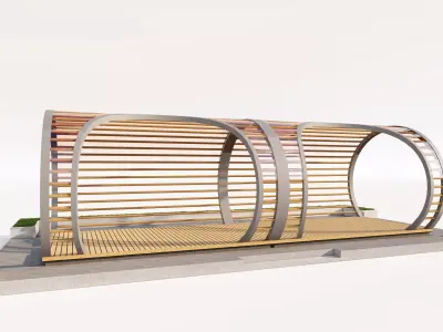 Modern Circular Bus Stop Pavilion  Low-poly 3D model