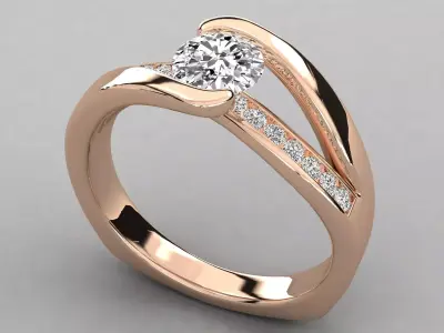 Women Light Weight Solitare Diamond Wedding Ring   11 3D print model