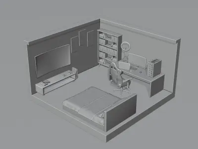 Isometric gaming room 3D model