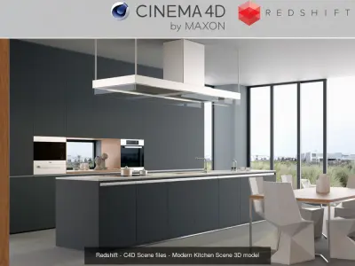 Set 2 - Redshift C4D - 4 x Scenes 3D Model Collection 3D Model Pack