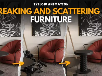 Breaking Scattering Furniture Effect - Tyflow Setup 3D model