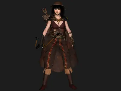AAA 3D FANTASY GIRL CHARACTER - MIZUKI THE ADVENTURER 02 Low-poly 3D model