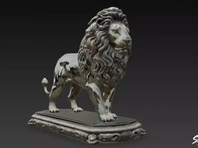 Lion Statue V32 Low-poly 3D model