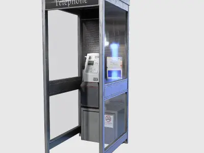 Retro Phonebooth 1990 Low-poly 3D model
