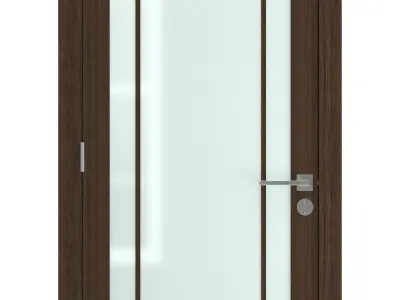 Door-033 wooden door with glass panels 3D model