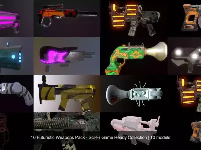 10 Futuristic Weapons Pack - Sci-Fi Game Ready Collection