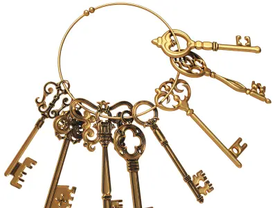 Vintage key ring 03 3D model