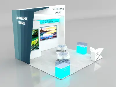 Booth Exhibition Stand Stall 6x6m Height 500 cm 3 Side Open 3D model purchase