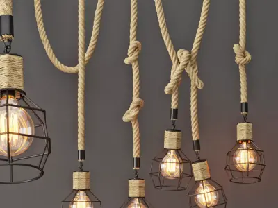 Pendant lamp LOFT ROPE CHANDELIER CAGE Mono 3D model