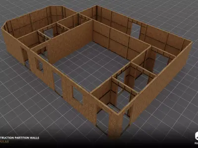 Modular - Construction Partition Walls - Blender and FBX Low-poly 3D model