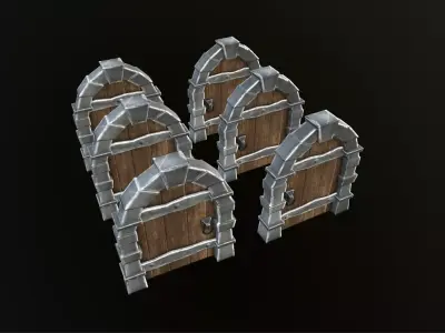 Low Poly Stylized Door Low-poly 3D model