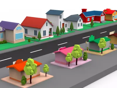 Cartoon City Lowpoly Low-poly 3D model
