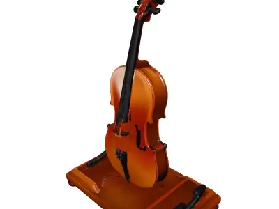 Realistic Cello with Stand 3D Model Low-poly 3D model