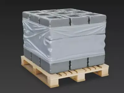 Construction Concrete Cinder Block Pallet 3D Model Low-poly 3D model