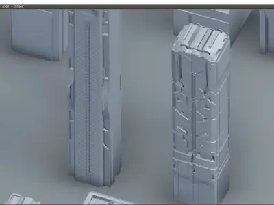 futuristic architecture set - 12 3D model