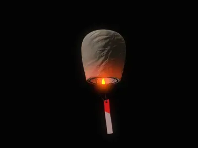 Chinese sky lantern Low-poly 3D model