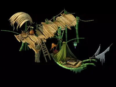 Forgetful forest - boat - pier 3D model