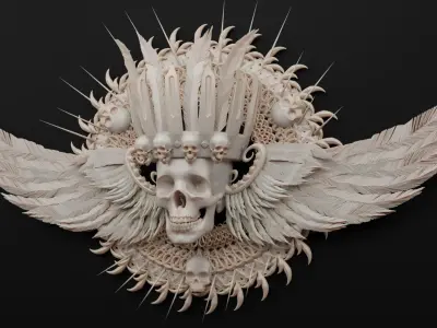 Aztec Skull King with wings 3D model