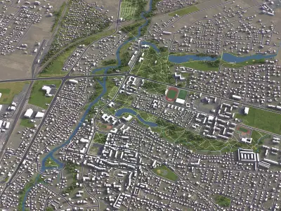 Kretinga - 3D City Model Low-poly 3D model