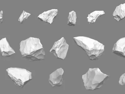 Obsidian rocks HD pack - 15 pieces 3D model