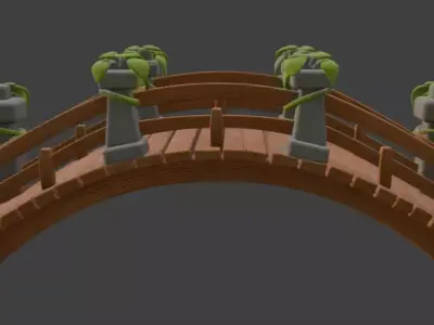 park bridge wooden bridge village bridge 3D model