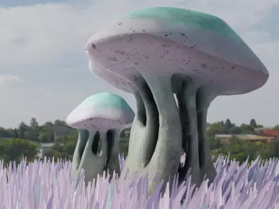Alien mushroom Tree  Low-poly 3D model