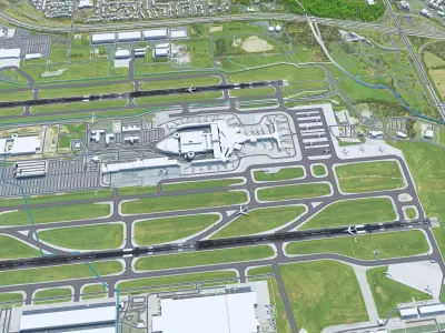 John Glenn Columbus International Airport 10km Low-poly 3D model