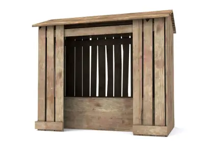 Outhouse wooden Low-poly 3D model