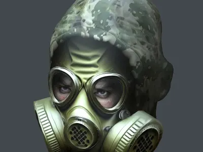 Gas mask helmet 3d model military combat Low-poly Low-poly 3D model