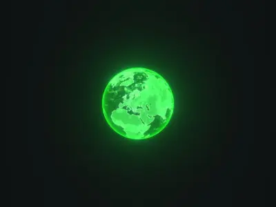 Green Hologram Planet Earth Hologram Sci-Fi 3D Model Low-poly 3D model