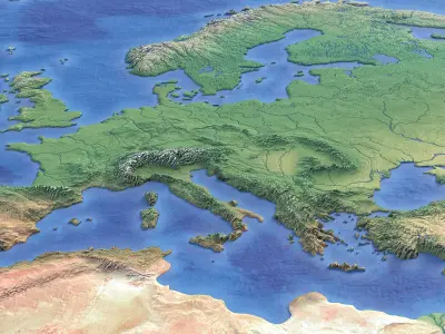  World Topographic Map w Basin 
