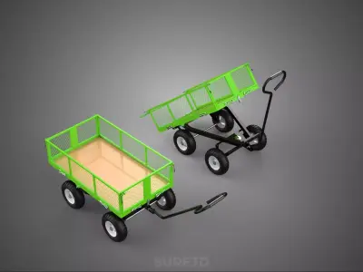 UTILITY TROLLEY CART WAGON TRAILER HAULER DUMP HAND TRUCK GARDEN 3D model